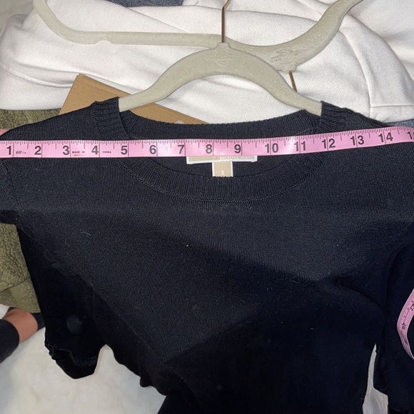 MK: black designer sweater with suede wrist bow - Picture 8 of 8